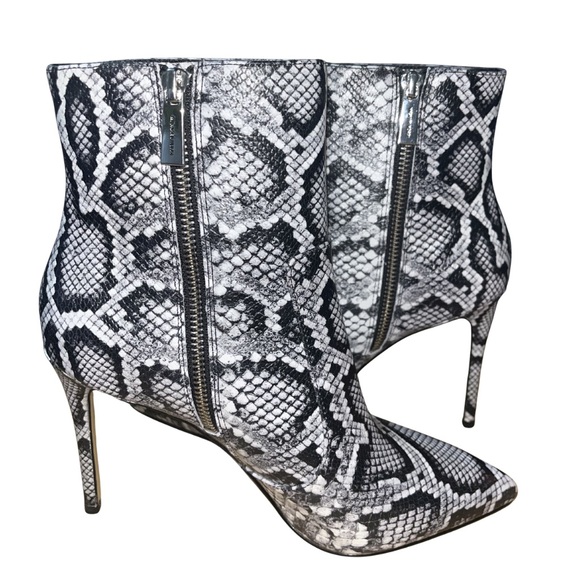 Michael Michael Kors Rue Snake-Embossed Leather Stiletto Booties NWOT 7.5M